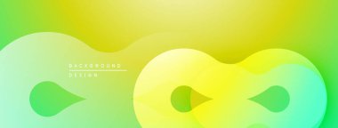 Soyut akışkan şekiller harmanlanarak canlı sarı renk gradyanı oluşturur. Minimalist tasarım hareketi, enerjiyi, pozitifliği önerir.