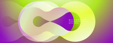 Soyut enerjik tasarım. Üst üste binen şekiller sonsuzluk sembolü yaratır. Renkler karışık, mor sarıya karışıyor. Modern arkaplan dokusu.