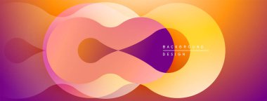 Soyut şekiller örtüşür, canlı bir değişim etkisi yaratır. Sıcak renkler kompozisyona hükmediyor, enerji ve akışa işaret ediyor. Modern tasarım ögesi.