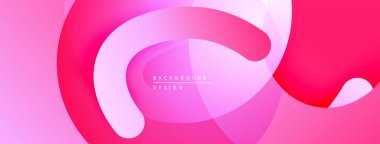 Soyut pembe arka plan. Üst üste binen şekiller akışkan ve modern tasarım yaratır. Yumuşak eğimler görsel derinlik, basit zarafet sunar.