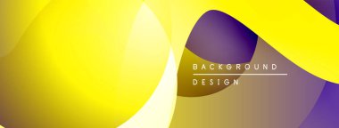 Soyut sıvı şekiller, canlı sarı, mor renkler. Modern tasarım, pürüzsüz eğimler dinamik kompozisyon yaratır. Arkaplan ögesi.