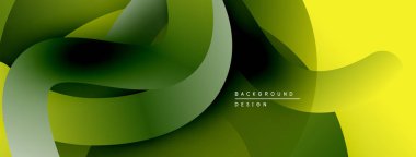 Soyut sıvı şekilleri, gradyanlar. Yeşil, sarı renkler tasarıma hakim. Modern estetik, pürüzsüz geçişler mevcut. Minimalist kompozisyon.