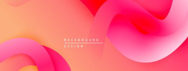 Soyut sıvı şekiller, canlı renklerin karışımı. Turuncu, pembe renkler pürüzsüz renkler yaratır. Arkaplan ve sunumlar için modern tasarım.