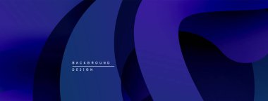 Soyut sıvı şekiller, gradyan maviler, mor renkler modern arkaplan tasarımı yaratır. Minimalist estetik, dinamik kompozisyon.