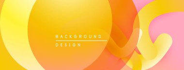 Soyut renkli arkaplan. Üst üste binen daireler sıcak bir değişim etkisi yaratır. Dijital projeler için modern tasarım.