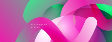 Soyut, enerjik, örtüşen şekiller. Pembe, yeşil renkler modern tasarım yaratır. Yumuşak eğimler, dinamik bileşimler.