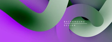 Soyut akış şekilleri, mor, yeşil renkler. Modern tasarım, gradyan etkisi, pürüzsüz geçişler görsel ilgi yaratır.