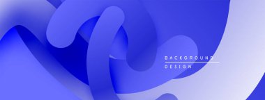 Soyut mavi dalgalar dinamik bir zemin oluşturur. Pürüzsüz şekiller üst üste binerek modern tasarımı oluşturur. Gradyan derinlik ekler, görsel ilgi.