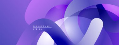 Soyut mor tasarım. Üst üste binen yuvarlak şekiller dinamik görsel akış yaratır. Renkler pürüzsüz geçişler sunuyor. Modern estetik.