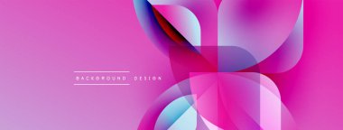 Soyut pembe arka plan. Üst üste binen şekiller dinamik görsel efekt yaratır. Modern tasarım elementleri pürüzsüz eğimler sunar.