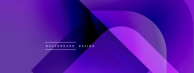 Soyut mor eğimli arkaplan. Üst üste binen şekiller dinamik görsel efekt yaratır. Metin arka plan tasarımı okur. Minimalist stil.