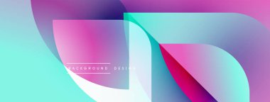 Soyut sıvı şekilleri örtüşür ve canlı renk değişimleri yaratır. Turkuaz, pembe, mor renkler tasarımda baskın. Modern estetik.