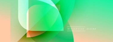 Soyut gradyan şekiller örtüşüyor ve canlı bir görsel etki yaratıyor. Turuncu ve yeşil renkler arasındaki pürüzsüz geçişler kompozisyona hakim. Modern tasarım ögesi.