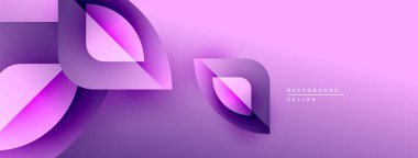 Soyut mor tasarım katmanlı şekiller içerir. Gradyan arka plan modern görsel efekt yaratır. Minimalist tarz, pürüzsüz kıvrımlar mevcut.