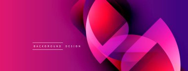 Soyut eğim arkaplanı. Üst üste binen şekiller dinamik görsel efekt yaratır. Canlı pembeler, morlar kompozisyona hakim. Modern tasarım ögesi.