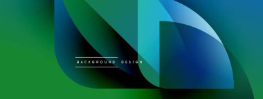 Soyut gradyan şekiller çakışıyor. Maviye yeşil geçiş. Metin arka plan tasarımı okur. Modern görsel element.