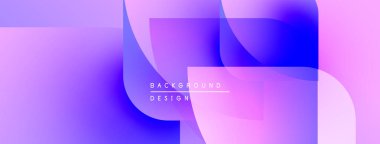 Soyut eğimler, üst üste binen şekiller modern görseller yaratır. Yumuşak mor, mavi renkler kompozisyona hakim. Minimalist tasarım unsurları.