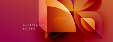 Soyut geometrik şekiller örtüşüyor, canlı kırmızı turuncu gradyan oluşturuyor. Arkaplan ve sunumlar için modern tasarım ögesi.