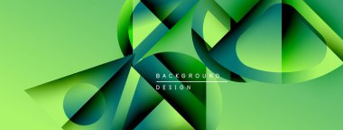 Soyut geometrik şekiller çakışıyor, dinamik yeşil gradyanlar yaratıyor. Modern tasarım hareketi, enerjiyi, görsel ilgiyi çağrıştırıyor.