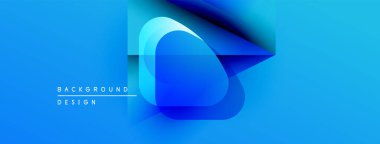 Soyut mavi tasarım katmanlı şekiller, gradyanlar içerir. Sancaklar, sunumlar, dijital sanat için modern estetik.