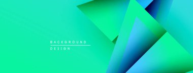 Soyut geometrik şekiller örtüşür, canlı turkuaz eğimleri yaratır. Modern tasarım arka planlar, sunumlar ve dijital sanat için uygundur..