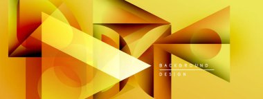 Soyut geometrik tasarım. Sarı, turuncu renkler dinamik kompozisyon yaratır. Çeşitli projeler için modern arkaplan.