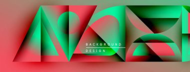 Soyut geometrik tasarım. Canlı kırmızı, yeşil gradyanlar dinamik görsel efekt yaratır. Çeşitli projeler için modern arkaplan.