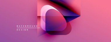 Soyut pembe eğimli arkaplan. Üst üste binen şekiller dinamik görsel efekt yaratır. Projeler için modern tasarım ögesi.