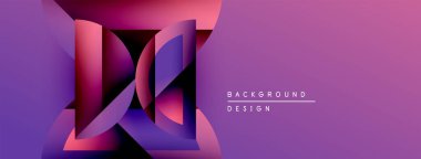 Soyut geometrik tasarım. Mor, pembe renkler karışıp katmanlı bir etki yaratıyor. Dijital projeler için modern arkaplan.
