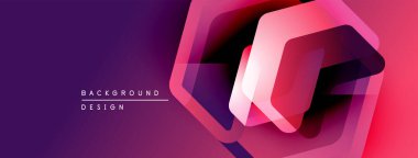 Soyut geometrik tasarım. Mor, pembe eğimler katmanlı altıgen şekilleri yaratır. Dijital projeler için modern arkaplan.