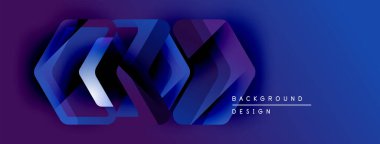 Soyut geometrik şekiller örtüşür, dinamik görsel efekt yaratır. Renkler mor ve mavi renkleri harmanlıyor. Modern tasarım ögesi.