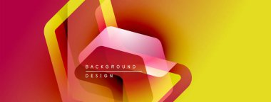 Soyut geometrik şekiller, canlı gradyanlar. Kırmızı, sarı renkler tasarımda baskın. Metin arka plan tasarımı okur. Modern görsel kompozisyon.