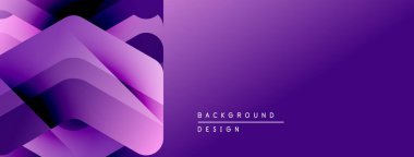 Soyut mor arkaplan. Katmanlı şekiller modern tasarım yaratır. Gradyan etkisi derinlik ve görsel ilgi ekler. Mevcut en küçük metin.