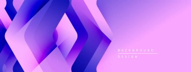 Soyut geometrik şekiller, mor gradyanlar, modern tasarım. Arkaplan dijital sanat, canlı renkler, parlak bir sunum öneriyor.