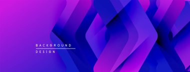 Soyut mor, mavi gradyanlar katmanlı elmas şekilleri oluşturur. Modern tasarım teknoloji, yenilik, dinamik görseller öneriyor.