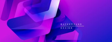 Soyut, enerjik bir arkaplan. Üst üste binen şekiller dinamik mor ve mavi renkler yaratır. Dijital projeler için modern tasarım ögesi.