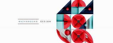 Soyut geometrik tasarım. Çemberler, kareler modern görsel efektler yaratıyor. Açık renkler kompozisyona hakim. Minimalist stil.