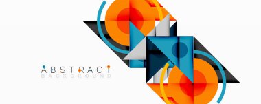 Modern soyut tasarım geometrik şekiller, canlı turuncu, mavi renkler içerir. Temiz çizgiler dinamik bileşim oluşturur, uygun arkaplan ögesi.