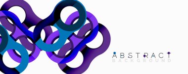 Soyut tasarım, birbirine karışmış mavi, mor kurdeleler içerir. Modern grafik öğesi dinamik görsel etki yaratır. Temiz beyaz arkaplan şekilleri geliştirir.