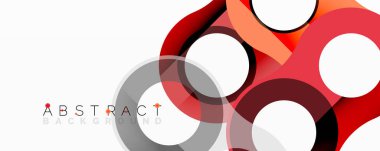 Soyut tasarım, üst üste binen daireler, kırmızı renkler, beyaz gradyanlar. Modern kompozisyon dinamik görsel efekt yaratır.