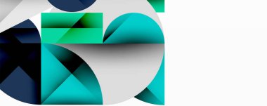 Soyut geometrik bileşim. Üst üste binen şekiller, havalı tonlar baskın, modern görsel etki yaratıyor. Minimalist tasarım.