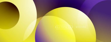 Soyut geometrik şekiller örtüşür, parlak sarı ve mor renkler yaratır. Arkaplan ve sunumlar için uygun modern tasarım.