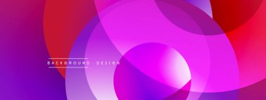 Canlı soyut şekiller çakışıyor. Pembe, mor, kırmızı renkler düzgün bir şekilde harmanlanır. Arkaplan ve sunumlar için modern tasarım ögesi.