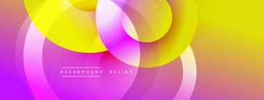 Soyut, enerjik bir arkaplan. Üst üste binen daireler dinamik değişim etkisi yaratır. Pembe, sarı renkler kompozisyona hakim. Modern tasarım ögesi.