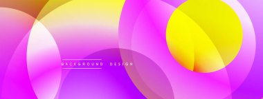 Soyut, enerjik bir arkaplan. Üst üste binen daireler dinamik değişim etkisi yaratır. Pembe, sarı renkler kompozisyona hakim. Modern tasarım ögesi.