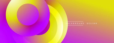Soyut enerji katmanları dinamik bir eğilim yaratır. Pürüzsüz şekiller mor, pembe ve sarı renkleri harmanlıyor. Arka planlar için modern tasarım ögesi.
