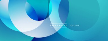 Soyut mavi şekiller örtüşerek dinamik eğimli arkaplan oluşturur. Yumuşak kıvrımlar hareketi, modern tasarım estetiğini akla getiriyor.