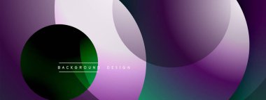 Soyut mor tasarım, üst üste binen daireler, gradyanlar. Modern, dinamik kompozisyon arka planlar ve sunumlar için uygun. Minimalist estetik.
