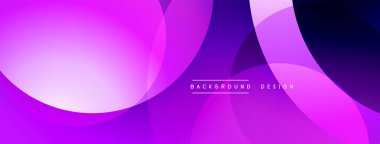 Soyut mor arkaplan. Üst üste binen daireler dinamik görsel efekt yaratır. Sancaklar ve sunumlar için modern tasarım uygun.