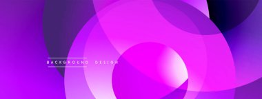 Soyut mor tasarım, üst üste binen daireler. Gradyan gölgeler dinamik görsel efekt yaratır. Modern, canlı arkaplan ögesi.